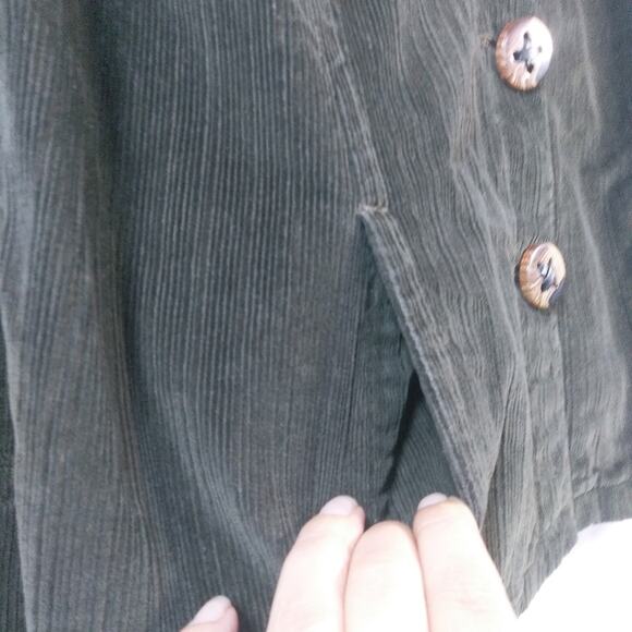 Live A Little Olive Green Corduroy Tortoise Button Front Size XL - Picture 6 of 6